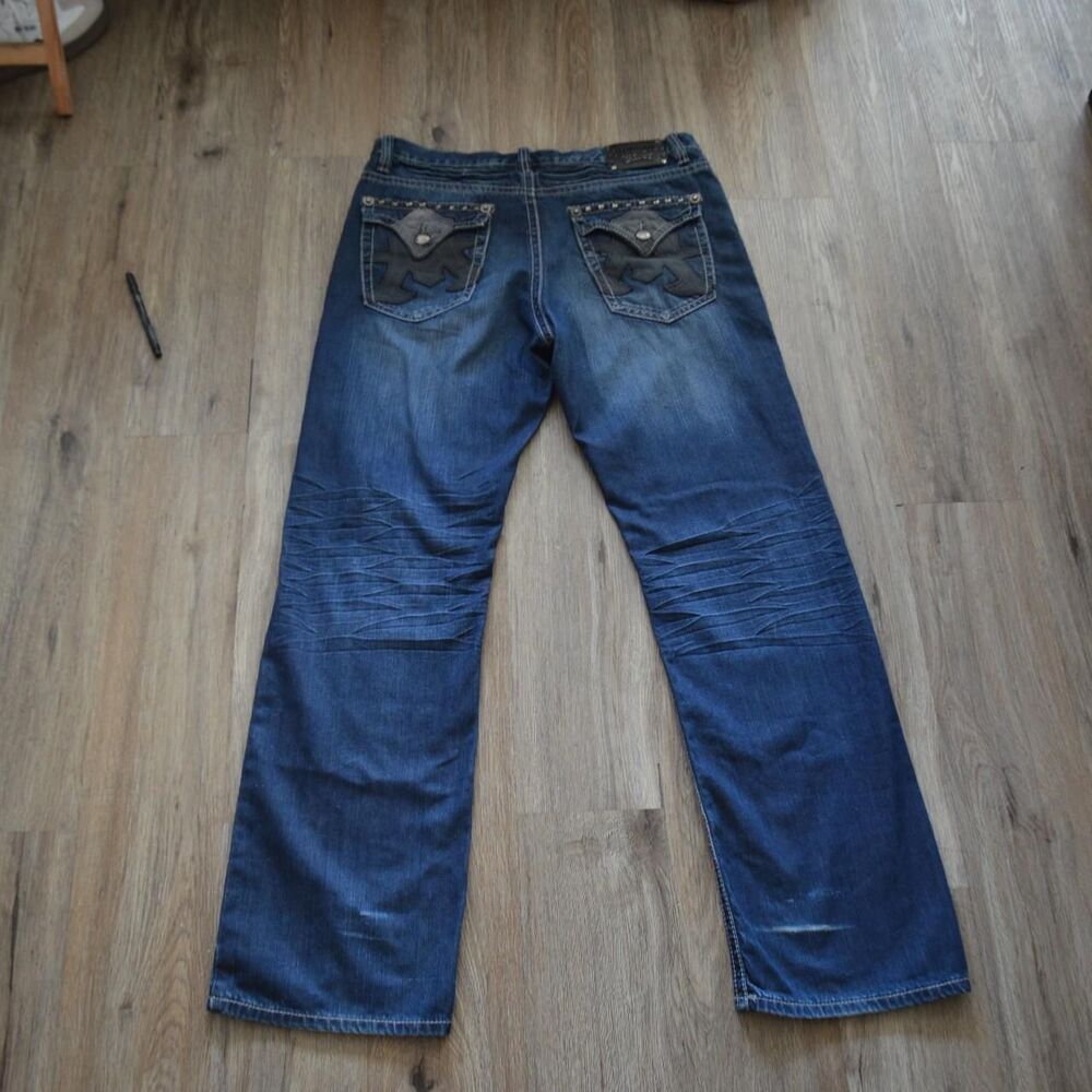 Antique Rivet Men's Black and Navy Jeans